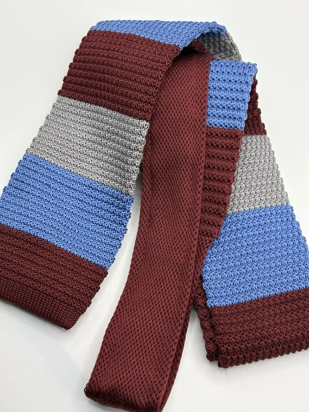 Harrison Blake Apparel Knit Tie 2 Colors, Burgundy And Stripes